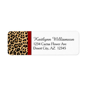 Etiqueta Estampado leopardo elegante y acento rojo