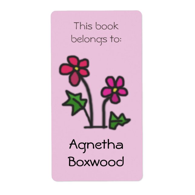 Etiqueta Este Libro Pertenece A Nombre Personalizado Flores (Frente)