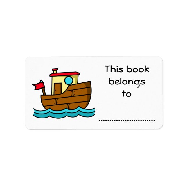 Etiqueta Este Libro Pertenece A, Personalizado Boat (Frente)