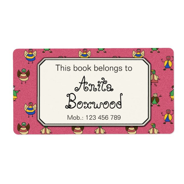 Etiqueta Este Libro Pertenece A Personas Del Palo De Nombre (Frente)