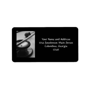 Etiqueta Estetioscopio médico, negro y blanco