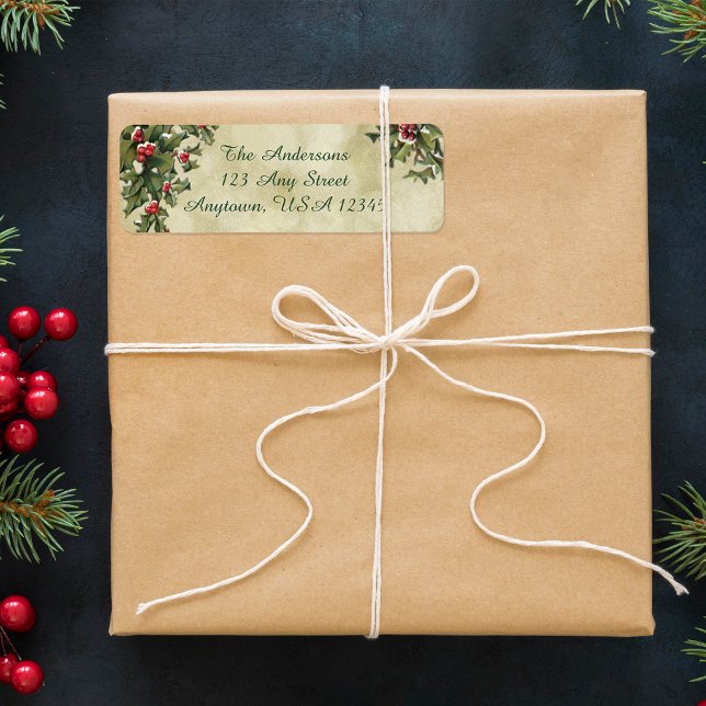 Etiqueta Estilo de cosecha personalizado Holly sobre fondo  (Subido por el creador)