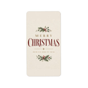 Etiqueta Estilo de Feliz Navidad Minimalista para las Fiest