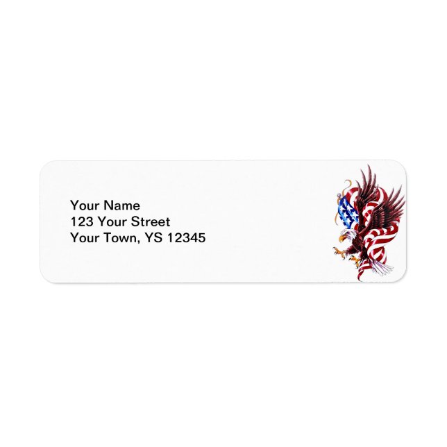 Etiqueta Estilo de Ilustracion de águila y bandera estadoun (Frente)