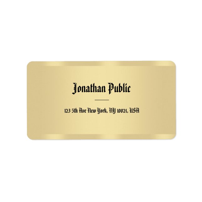Etiqueta Estilo de oro Clásico Estilo antiguo Texto elegant (Frente)