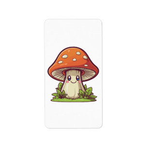 Etiqueta Estilo kawaii lindo, recolección de hongos