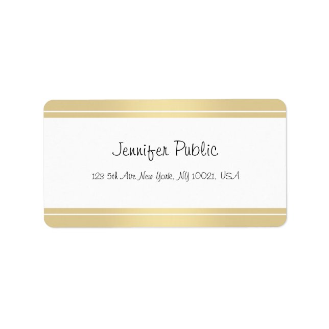 Etiqueta Estilo Oro Blanco Nombre manuscrito Simple Moderno (Frente)