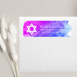 Etiqueta Estrella acuarela de David Bat Mitzvah Return<br><div class="desc">Envíe sus invitaciones a Bat Mitzvah,  tarjetas de sobre rsvp y gracias a las tarjetas con estos pegatinas de etiquetas de retorno color morado,  violeta y azul. Plantillas editables para que pueda cambiar el tipo de letra y el tamaño.</div>