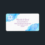 Etiqueta Estrella acuarela de David Bat Mitzvah Return RSVP<br><div class="desc">Envíe sus invitaciones a Bat Mitzvah,  tarjetas de sobre rsvp y gracias a las tarjetas con estos pegatinas de la etiqueta color turquesa morado azul turquesa de retorno . Plantillas editables para que pueda cambiar el tipo de letra y el tamaño.</div>