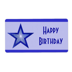 Etiqueta Estrella azul oscura estriba 'Feliz cumpleaños' gr