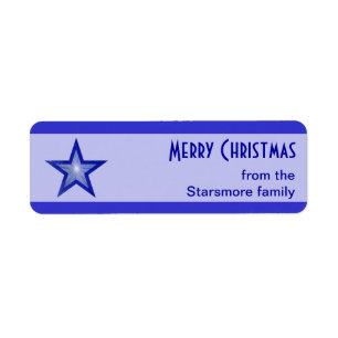 Etiqueta Estrella azul oscuro estriba Feliz Navidad texto p