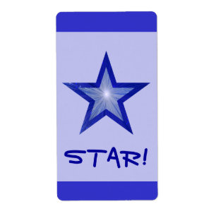 Etiqueta Estrella azul oscuro estriba 'STAR!' gran azul pál