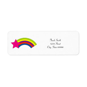 Etiqueta Estrella de Arcoíris Rosa Neon Personalizar Direcc