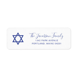 Etiqueta Estrella de David Hanukkah azul simple de direcció