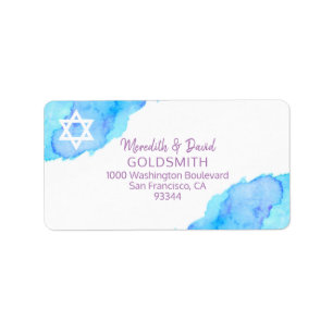 Etiqueta Estrella de la acuarela del palo Mitzvah RSVP de