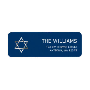 Etiqueta Estrella de plata azul de David Bar Mitzvah