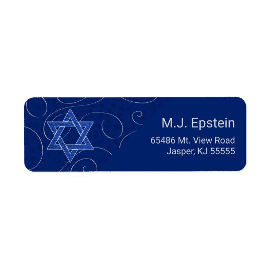 Etiqueta Estrella del remolino azul de David con nombre