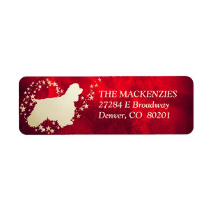 Etiqueta Estrella dorada roja Swirl Cocker americano Spanie