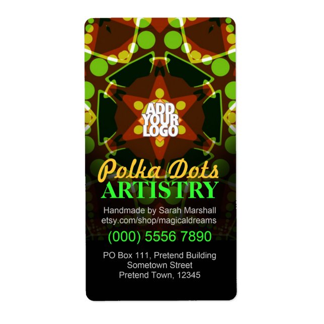 Etiqueta Estrella geométrica de puntos de polka con etiquet (Frente)