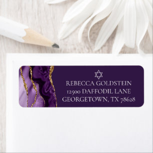 Etiqueta Estrella morada de oro de David, dirección judía d