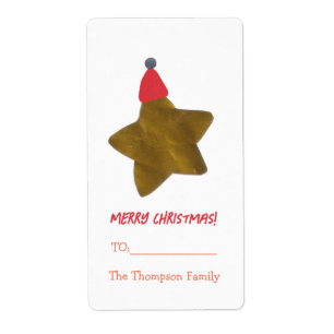 Etiqueta Estrella simple de oro con regalo de Navidades gor
