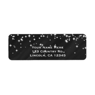 Etiqueta Estrellas Black & Sparkle Elegante Invitación de G