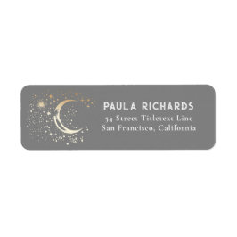 Etiqueta Estrellas Celestiales Mystical Grey Night Sky