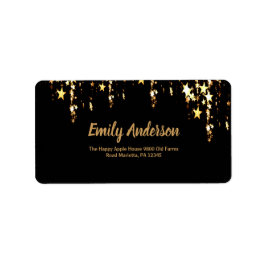 Etiqueta Estrellas de color negro, elegante y dorado, doble