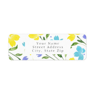 Etiqueta Estrellas de flores de color amarillo Aqua Periwin