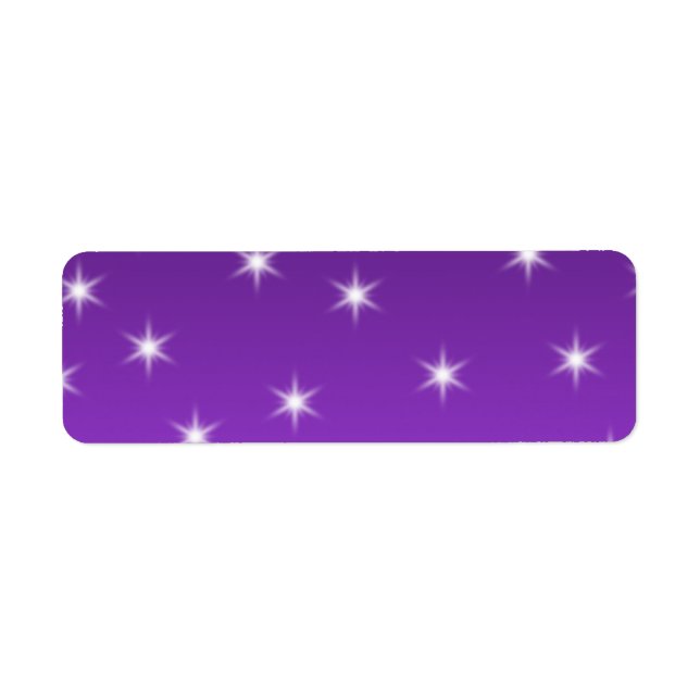 Etiqueta Estrellas moradas y blancas, patrón. (Frente)