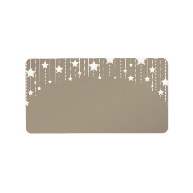 Etiqueta Estrellas navideñas: arte blanco y beige (Frente)