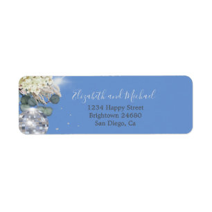 Etiqueta Eucalipto Azul Floral Disco elegante