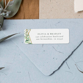 Etiqueta Eucalipto de color de agua y geométrico de oro