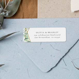 Etiqueta Eucalipto de color de agua y geométrico de oro