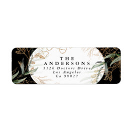 Etiqueta Eucalyptus de oro Elegante dirección de retorno só