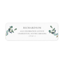 Etiqueta Eucalyptus Escudo | Boda acuarela simple