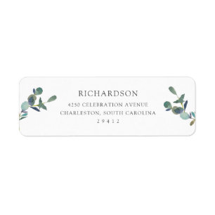 Etiqueta Eucalyptus Escudo   Boda acuarela simple