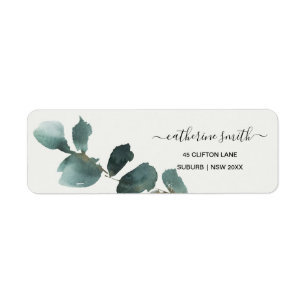 ETIQUETA EUCALYPTUS GREEN TRENDY FOLIAGE WATERCOLOR DIRECCI
