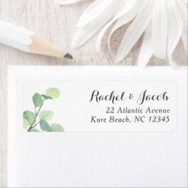 Etiqueta Eucalyptus Greenery Boda de escritura moderna