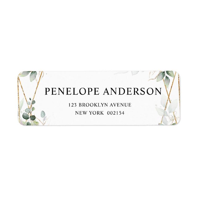 Etiqueta Eucalyptus Greenery Boda Geométrica Botánica La (Frente)