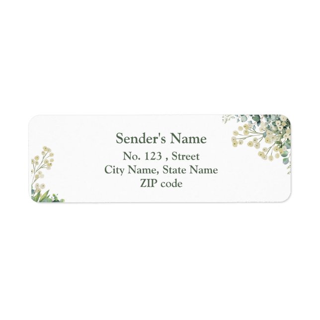 Etiqueta Eucalyptus & White Florals Botanical Wedding (Frente)