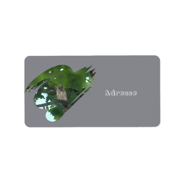 Etiqueta Eule im Baum (Frente)