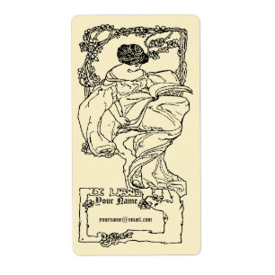 Etiqueta Ex Chica De Libris De Art Nouveau Y Plantilla De L