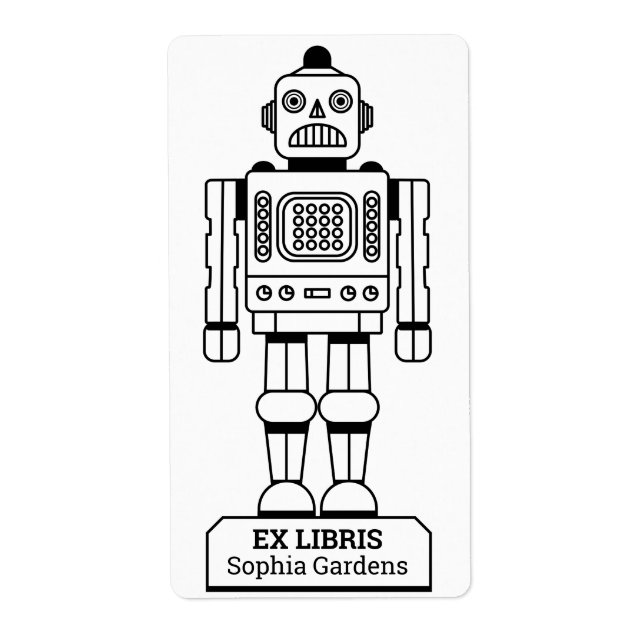 Etiqueta Ex Libris - Bibliotecario Robot (Frente)
