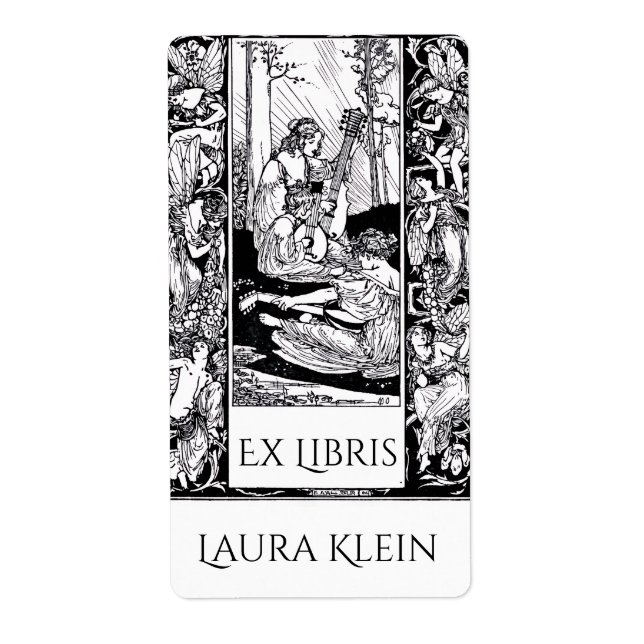 Etiqueta Ex Libris de libro antiguo (Frente)