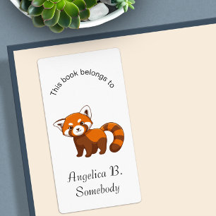 Etiqueta Ex libris del Panda Rojo Adorable