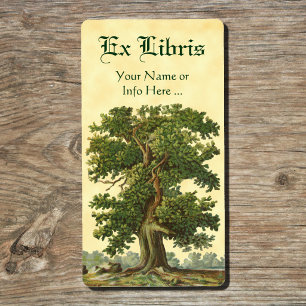 Etiqueta Ex Libris del Roble Antiguo Editable