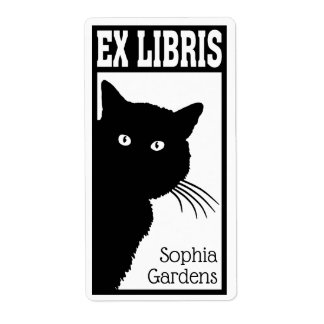 Etiqueta Ex Libris - Gato negro que mira