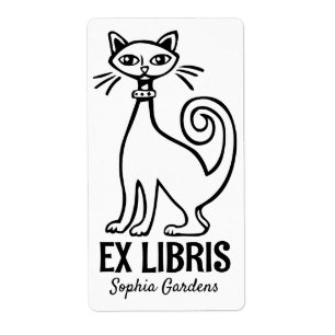 Etiqueta Ex Libris - Gato Retro