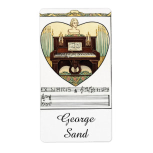 Etiqueta Ex Libris Libro de Piano – Música Art Nouveau